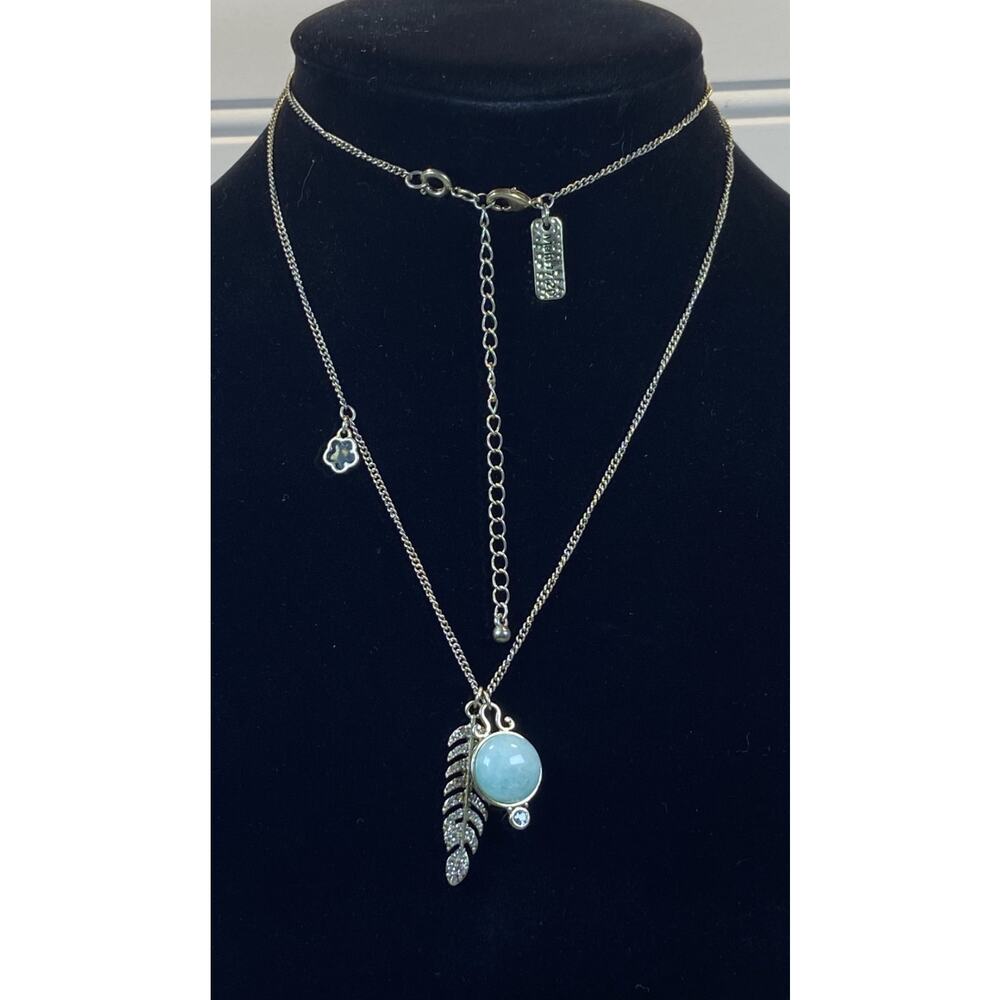 Vintage Premier Designs Gold Tone Blue Stone Matthew 17:20 Pendant Necklace